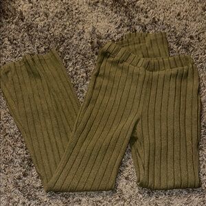 Olive Green Ribbed Kids Bottoms